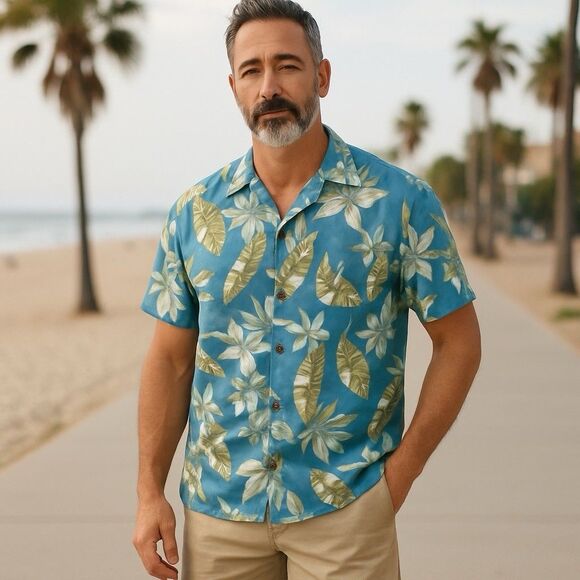 Joe Marlin Cotton Blend Hawaiian‎ Floral Button Down Shirt Size XL - Picture 2 of 6